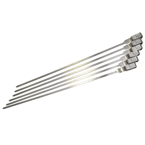Matador Stainless Steel Skewers - 33cm - 6 Pack - Built-in Handle - Auzzistore