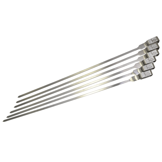 Matador Stainless Steel Skewers - 33cm - 6 Pack - Built-in Handle - Auzzistore
