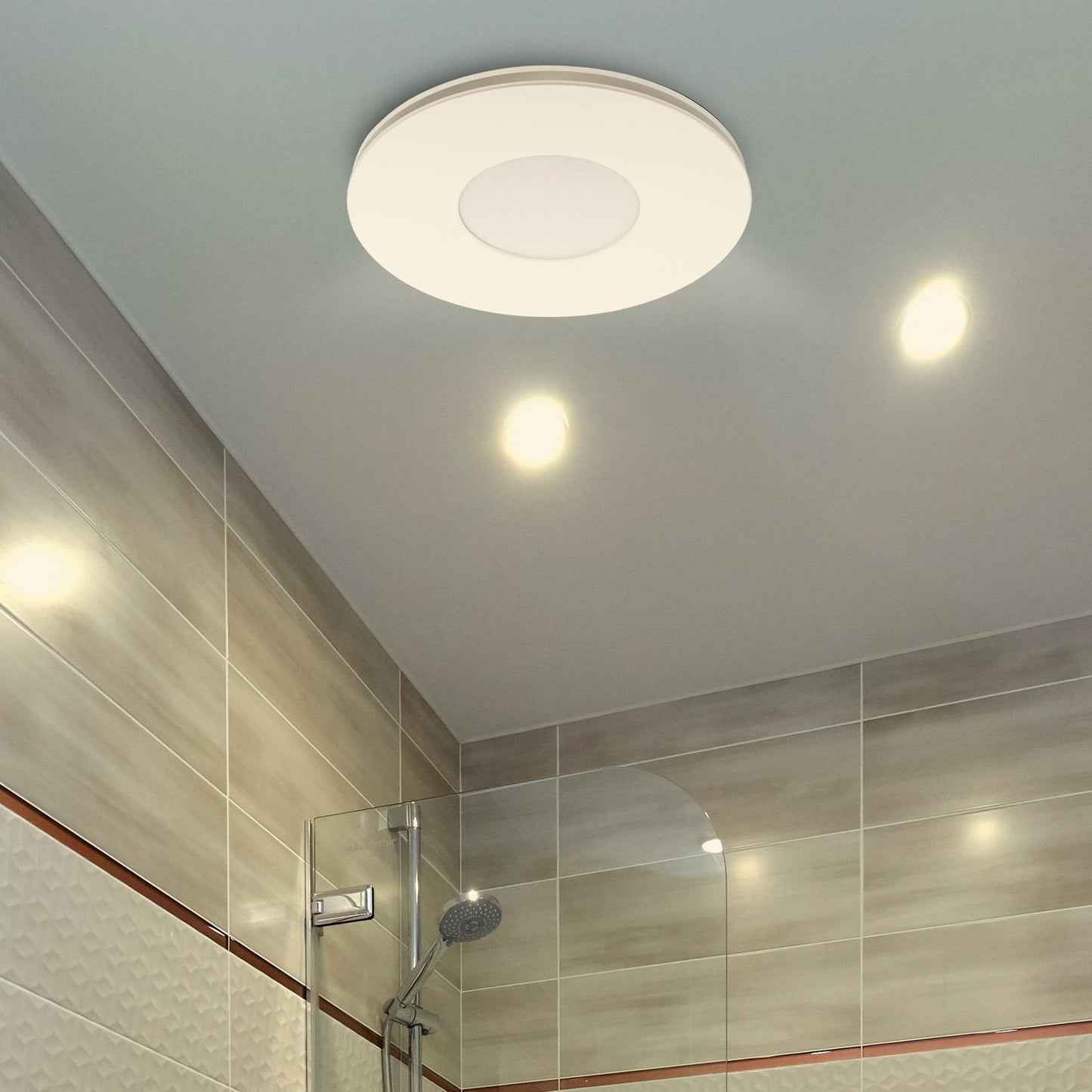 Mercator 290mm White Plug In Round Exhaust Fan With Tri Colour Led Light