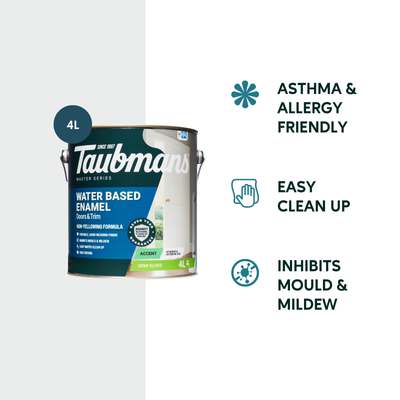 Taubmans 4L Accent Semi Gloss Water Based Enamel Paint - 4L - Durable Finish - Low VOC