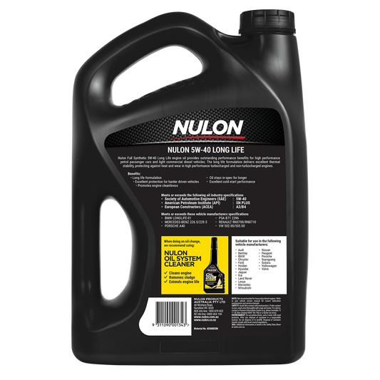 Nulon Full Synthetic Engine Oil - 5L 5W-40 Long Life - High Performance – view 2 - Auzzistore