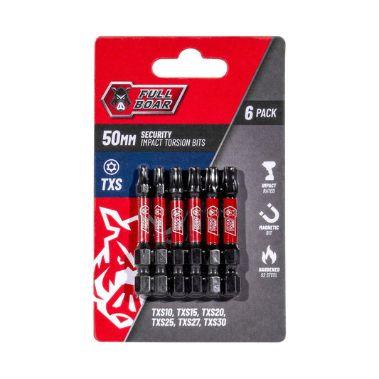Full Boar Txs Impact Security Torsion Bits Set - 6 Pack - 50mm - Durable - Auzzistore