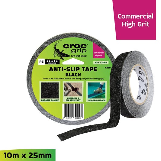 Croc Grip Anti Slip Tape 10m x 25mm Black Durable Chemical Resistant – view 2 - Auzzistore