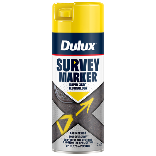 Dulux 350g Vivid Yellow Survey Marker Spray - 0.35L - Rapid Drying, Low Overspray - Auzzistore
