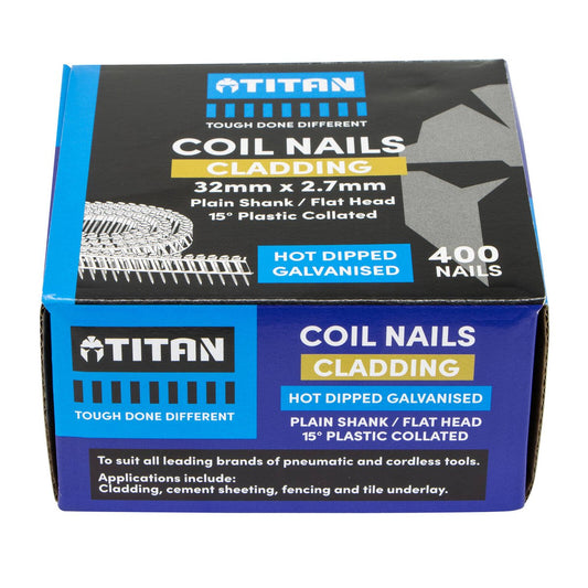 Titan Collated Coil Nail 32 x 2.7mm - Hot Dipped Galvanised - 400 Pack - Auzzistore