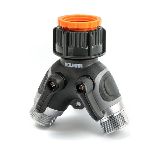Holman Metal 2 Way Outlet - 3/4 inch BSP - Rubber - Garden Use - Auzzistore