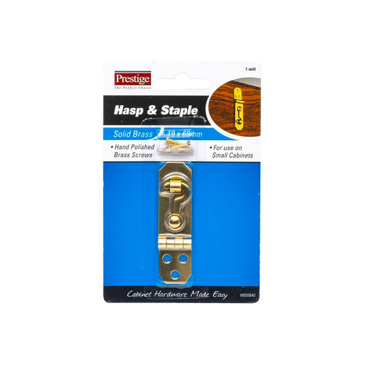 Prestige Solid Brass Hasp and Staple 19 x 69mm Durable Finish - Auzzistore