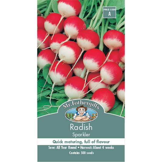 Mr Fothergill Sparkler Radish Seeds - 75mm - Red White - Quick Maturing - Auzzistore