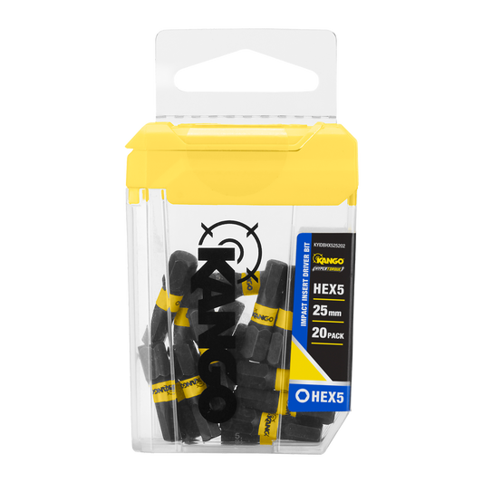 Kango 25mm HEX5 Impact Driver Insert Bits - 20 Pack - Durable & Magnetised - Auzzistore