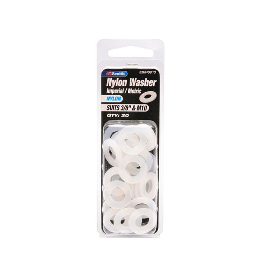 Zenith Nylon Washers 3/8 & M10 30 Pack Lightweight Durable Insulation - Auzzistore