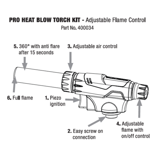 Blow Torch Adjustable Air Control - Butane Gas - 145mm x 110mm - Precision Heating – view 2 - Auzzistore