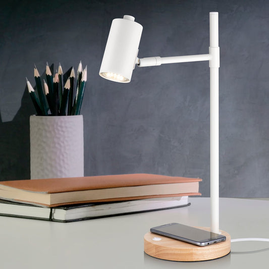 Verve Design Amari Desk Lamp - Wireless Charging - 160mm x 435mm - Matt White – view 2