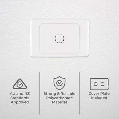 Deta 1 Gang Single Switch - Light Switch - 77mm Polycarbonate - Durable