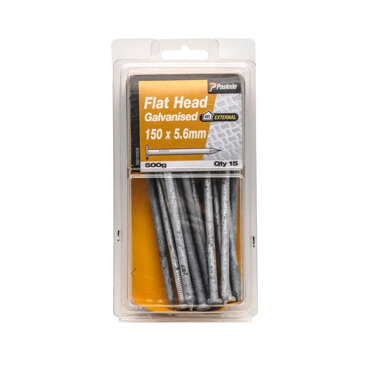 Paslode Flat Head Nails 150 x 5.6mm Galvanised 15 Pack Durable - Auzzistore