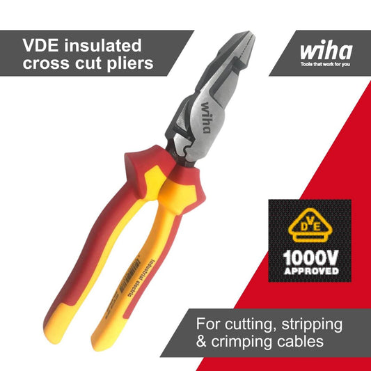 Wiha Plier Set Crosscut Diagonal Cutters - 2 Piece Insulated - 220mm - Yellow - VDE Approved – view 2