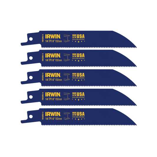 Irwin Bi-Metal Reciprocating Saw Blade 6" 14tpi 5 Pack - Black – view 2