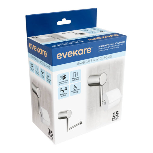 Evekare Brushed Nickel Toilet Roll Holder - 159mm x 81mm x 140mm - Durable Design – view 2