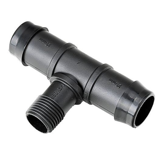 K Rain 25mm Barbed Tee 15mm Bsp Male - Pack of Multiple - Black - 110mm x 50mm x 280mm - Auzzistore