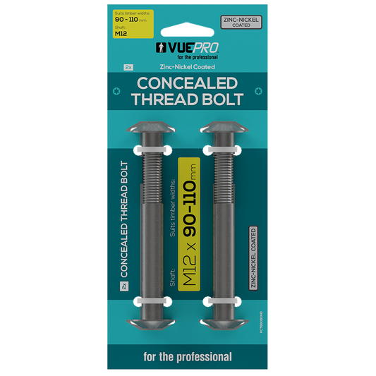 Vuepro Concealed Thread Bolt - 90-110mm - Zinc Nickel Coated - Heavy Duty - Auzzistore