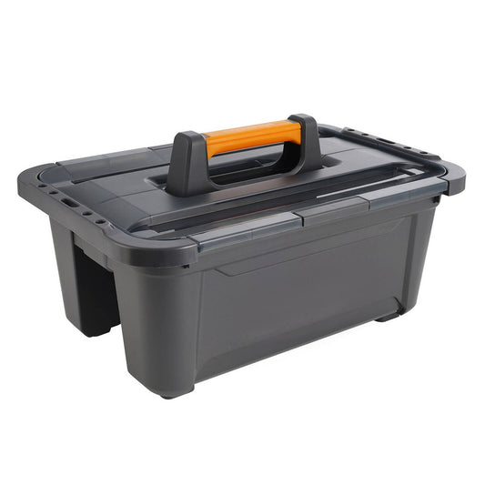 Ezy Storage 22L Bunker Tough Heavy Duty Caddy - Charcoal - Modular Stacking - Auzzistore
