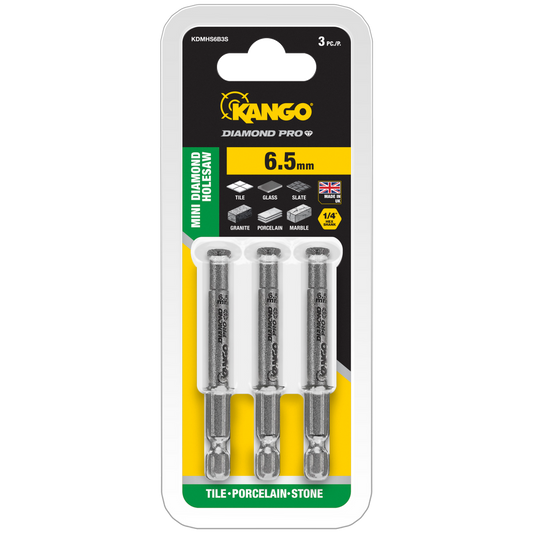 Kango Diamond Pro Mini Hole Saw 3 Pack - 6.5mm - Durable for Hard Materials - Auzzistore