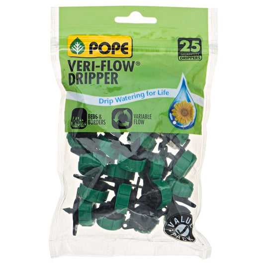 Pope Veri-Flow Dripper - 25 Pack - Polypropylene - Adjustable Flow - Auzzistore