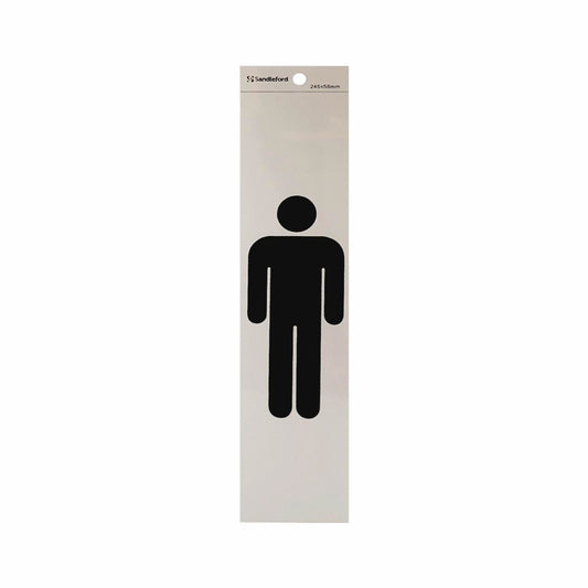 Sandleford Gentlemen Symbol Silver Self Adhesive Sign 245 x 58mm - Auzzistore