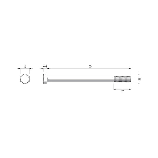 Zenith Hex Head Bolts & Nuts - M10 x 150mm - 304 Stainless Steel - 10 Pack – view 2 - Auzzistore