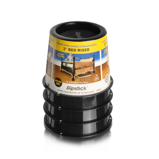 Slipstick 76mm Black Furniture Riser 4 Pack - Elevate Furniture - 255kg Capacity - Auzzistore
