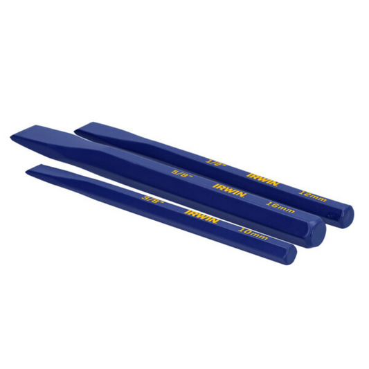 Irwin 3 Piece Cold Chisel Set - Forged Steel - 68mm x 24mm x 230mm - Rust Resistant – view 2 - Auzzistore