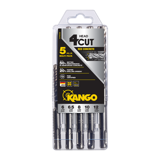 Kango K4 SDS Plus Drill Bit Set - 5 Piece - 72mm - Solid Carbide - Fast Drilling - Auzzistore