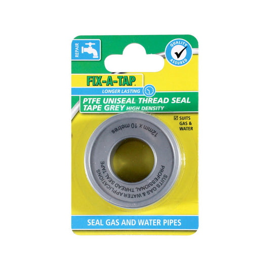 Fix-A-Tap 12mm x 10m Grey PTFE Uniseal Thread Seal Tape - High Density - Gas & Water Sealing – view 2 - Auzzistore