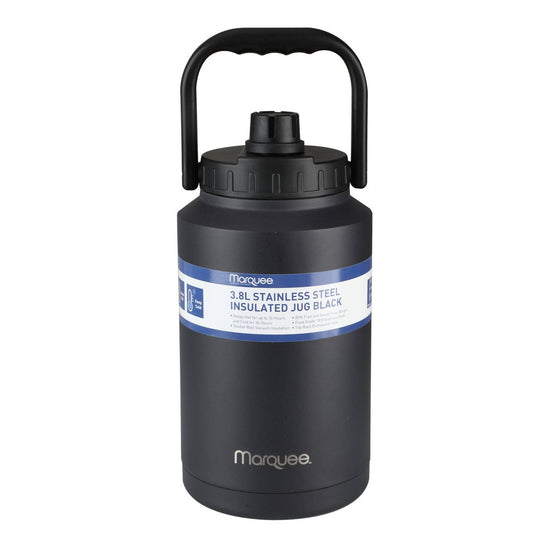 Marquee 3.8L Insulated Jug - Black Stainless Steel - Leak-Resistant Spout – view 2 - Auzzistore