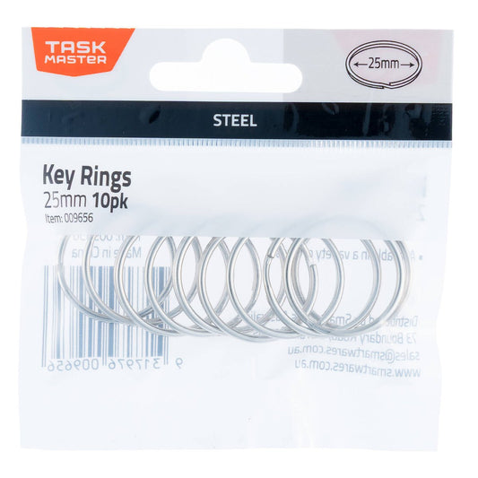 Taskmaster Key Ring 25mm Steel 10 Pack Weather Resistant Organiser