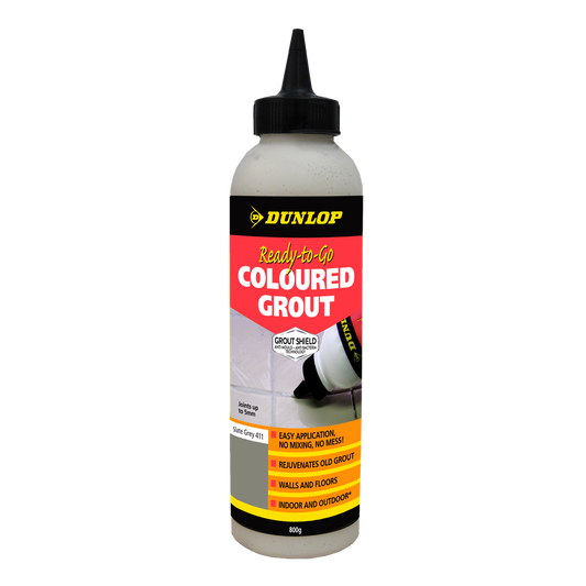 Dunlop Ready-to-Go Coloured Grout 800g Slate Grey Anti Mould Protection