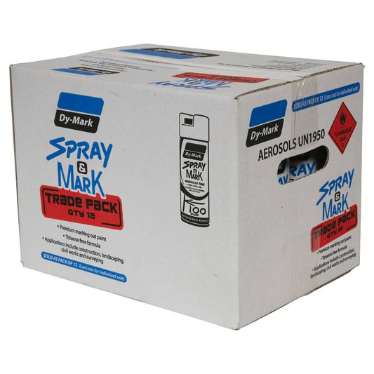 Dy-Mark Yellow Spray Mark Paint 350g Xylene 12 Pack Convenient