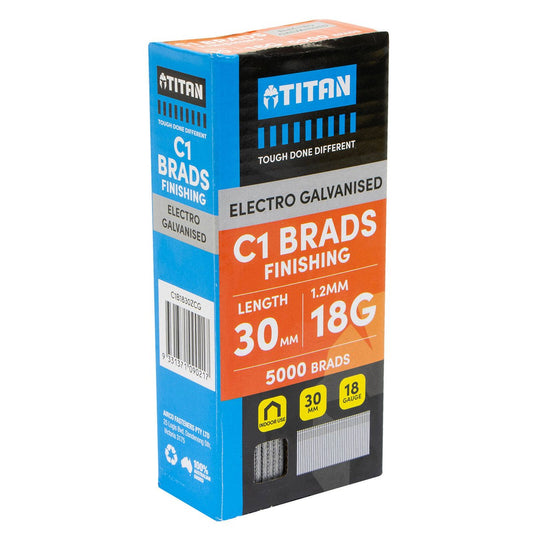 Titan 30mm Electro Galvanised Straight Collated Nail C1 Brads Pack 5000 - 1.25mm Diameter - Durable Fasteners for Woodworking – view 2 - Auzzistore