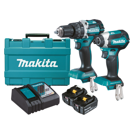 Makita 18V Brushless 2 Piece Combo Kit - 4Ah Batteries - Durable Plastic