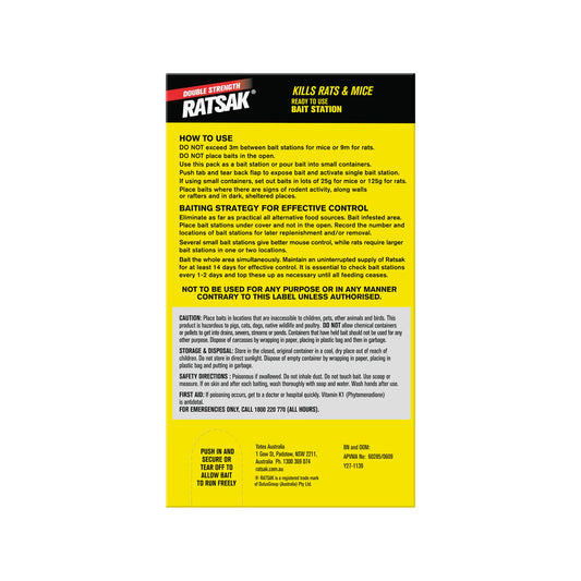 Ratsak Bait Station - 350g - Pellets - Indoor Use – view 2 - Auzzistore