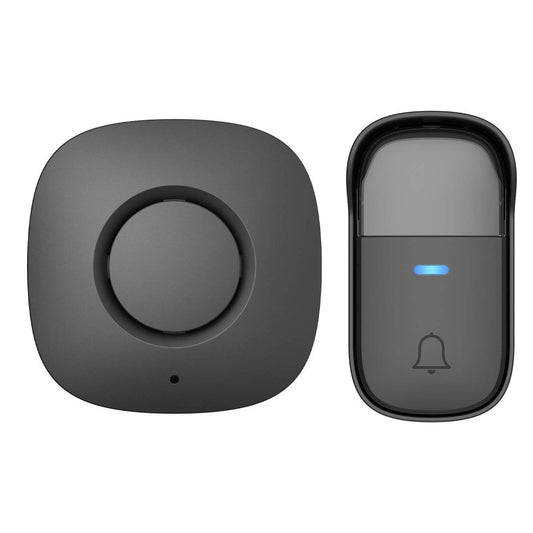 Arlec Plug in Door Chime - 150m Wireless Kinetic Push Button - Black - Battery-Free - Weatherproof - Auzzistore