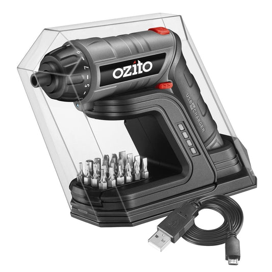 Ozito 3.6V Cordless Screwdriver - Plastic Metal - USB Charging Base - Auzzistore