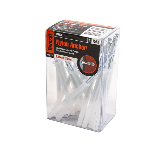 Ramset Nylon Anchor 6 5 x 75mm 20 Pack Insulated Light Duty - Auzzistore
