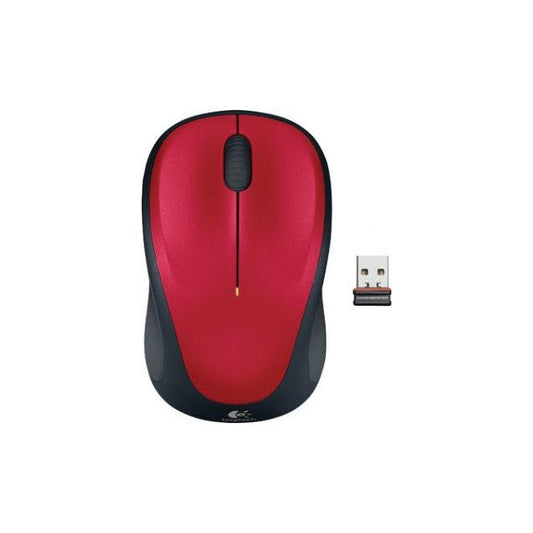 Logitech M235 Wireless Mouse Red Contoured design Glossy Comfort Grip Advanced Optical Tracking 1-year battery life