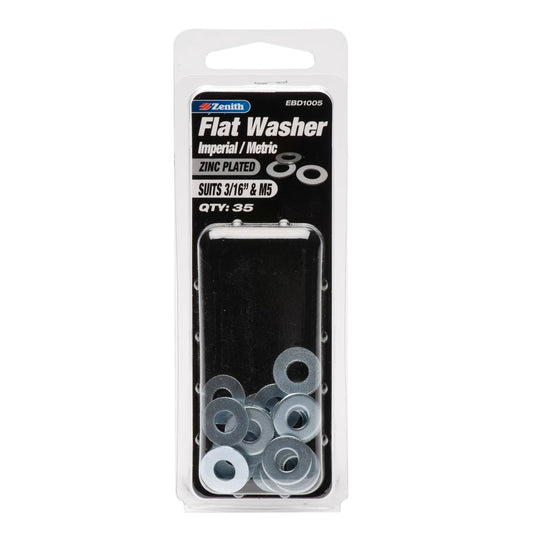 Zenith Flat Washer - 3/16 x 9/16 - 35 Pack - Zinc Plated - Internal Use - Auzzistore