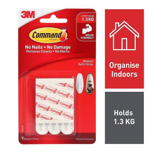 Command Medium Refill Strips - 20mm x 70mm - Composite Adhesive - Damage-Free - 9 Pack – view 2