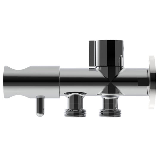 Evekare Chrome Dual Hand Spray Holder & Shut Off Valve - 138mm x 76mm x 43mm - Aged Care Solution – view 2