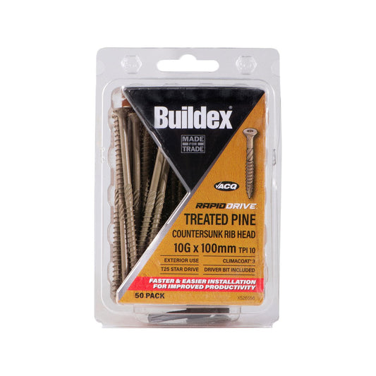 Buildex Rapiddrive Treated Pine Screws 10g x 100mm Box of 50 - No Pre-Drilling - Corrosion Resistant – view 2 - Auzzistore