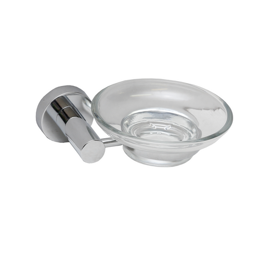 Estilo Chrome Bella Soap Dish - Toughened Glass Bowl - 110mm x 135mm x 90mm - Chrome