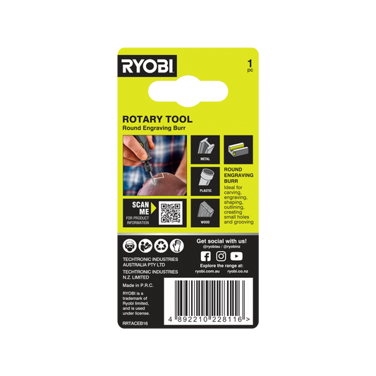 Ryobi 1.6mm Round Engraving Burr - High-Speed Steel - Precision Detailing – view 2 - Auzzistore