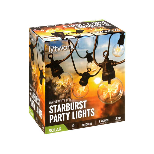 Lytworx Solar Starburst Party Lights 10 Pack - 2.7m Warm White - 8 Modes - Auzzistore